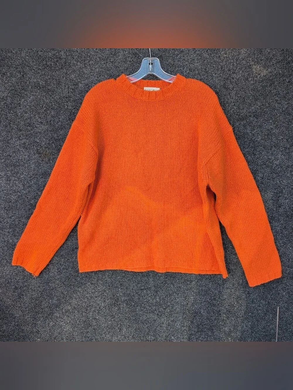 Vtg J Crew Sweater Mens Large Orange Wool Fisherman Cable Knit Hong Kong